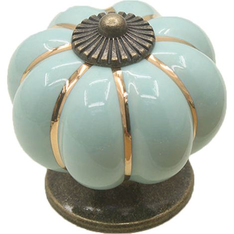 Ceramic Pumpkin Door Knob Drawer Cupboard Wardrobe Furniture Pull Handle (Pink Blue) (1/3)