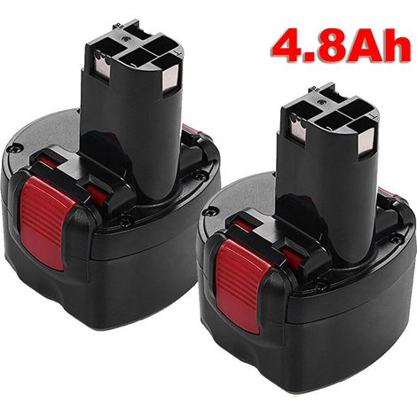 9,6V 4,8Ah Ni-MH Ersatzbatterie für Bosch PSR 960 BAT048 BAT100 BAT119 2607335272 2607335461 GSR 9,6VE-2 PSR 9,6VE-2 PSR960 23609 32 (Pack von 2) (1/5)