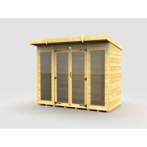 8ft x 4ft Pent Summer House (Full Height Window) - Wood - L118 x W243 x H201 cm