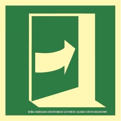 Señal Abrir Puerta Derecha luminiscente SEKURECO                         210 x 210 mm                          CLASE A (ALUMINIO 0'5 mm) (1/2)