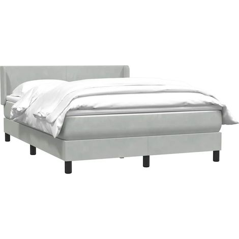 Giroletto a Molle con Materasso Grigio Chiaro 160x210cm Velluto vidaXL (1/4)
