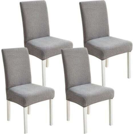 Chair Cover, Set of 4 Universal Stretch Chair Covers, Thick and Elastic Chair Cover, Stain Resistant, Gray (1/4)