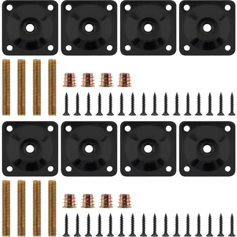 M8 Furniture Leg Mounting Plates, 8 Pack Heavy Duty Flat Leg Fixing Plate Kit 1/4" with T-Hanging Bolts, Screws for Reinforcing Sofas, Seats (8 (1/5)