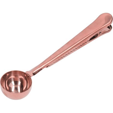 2-in-1 Edelstahl-Kaffeelöffel-Verschlussclip mit tiefem Dichtungsdesign, auslaufsicher, praktisches Werkzeug zum Kaffeetrinken, Roségold (1/5)
