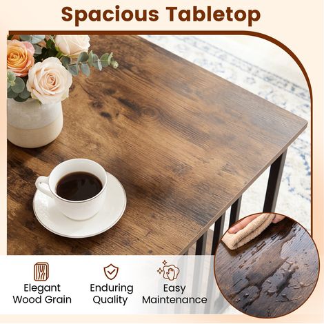 Table basse rectangulaire marron rustique avec 2 étagères de rangement et structure en métal robuste pour salon, bureau et séjour (1/5)