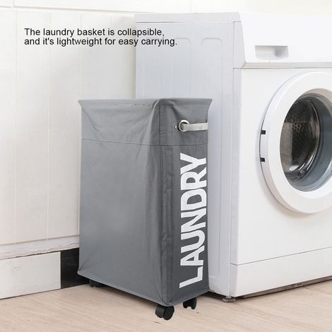 Panier à linge pliable et imperméable, sac de rangement pour vêtements sales avec roulettes (1/5)