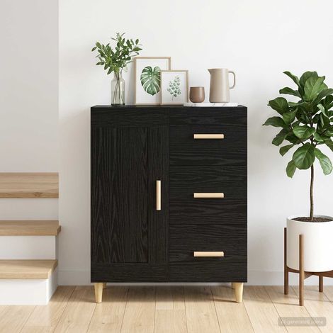 vidaXL Credenza Rovere Nero 69,5 x 34 x 90 cm Legno ingegnerizzato (1/5)
