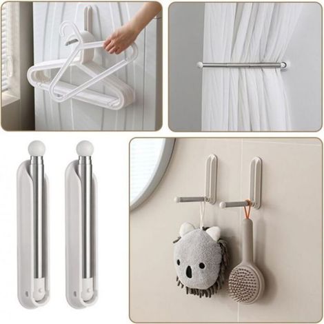 Cintres Pliables - Extensible Jusqu'à 27 cm - Angle de Pliage 90° - Sans Perçage - Lot de 2 (1/5)