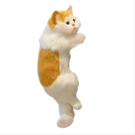 Décoration murale artisanale pour animaux de compagnie : chats suspendus jaunes et blancs (1/5)