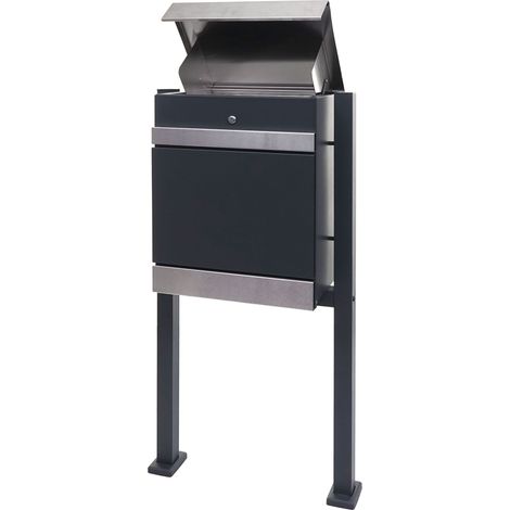 Boîte aux lettres avec pied HHG-125 Boîte à colis sur pied, acier inoxydable galvanisé anthracite (1/5)