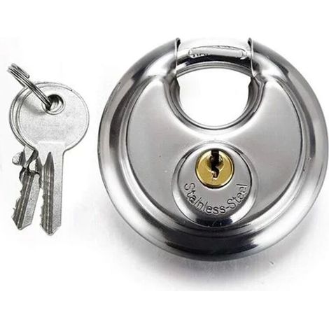 Cadenas de distribution en acier inoxydable de 70 mm de diamètre, cadenas rond, pour porte d'entrepôt, chaîne à disque, cadenas antivol avec 2 clés-AquaForge (1/5)
