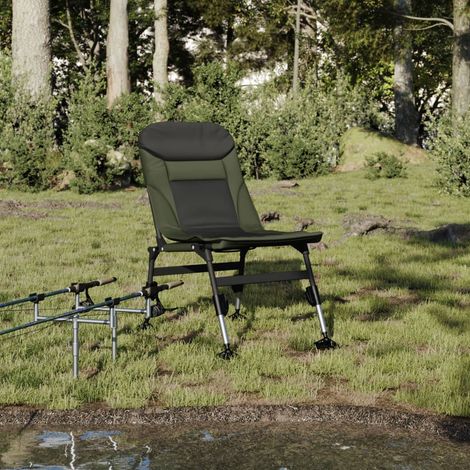 Chaise de pêche pliable avec pieds réglables anti-boue vert et noir 45 x 71 cm - PANGIVO (1/5)