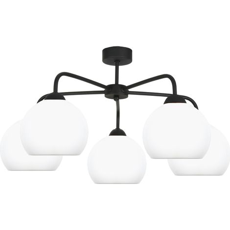Schwarze Deckenleuchte mit weißem Lampenschirm chorus bianco 13-770