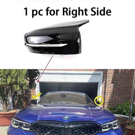 2x Außenspiegelkappen in Carbonfaser-Optik, schwarz, für BMW 3er, 4er, 5er, 7er, 8er, i3er (G11, G12, G15, G16, G30, G31, G38, G20, G21, G28) – Schwarz – Rechts – 1 Stück