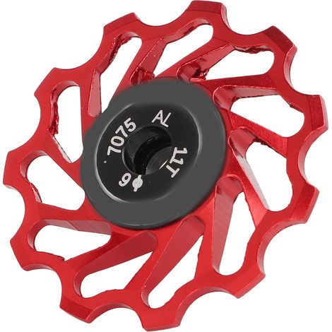 Dérouleur vélo arrière roue 11T métal céramique galet guide guidage accessoire vélo rouge (1/5)