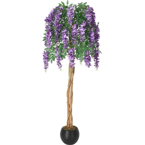Arbre à fleurs pourpres 1m52 avec pot ciment et lierre (1/5)
