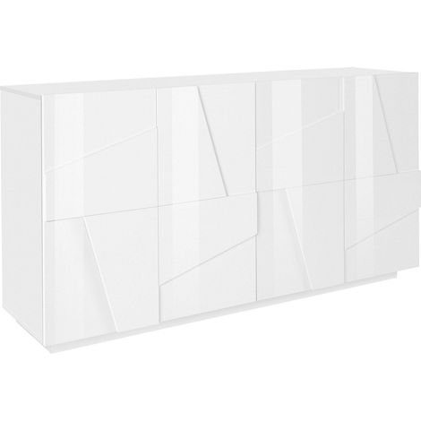 Credenza 4 Ante Battenti 162,4x44,2x86 cm Ping Bianco Lucido (1/4)