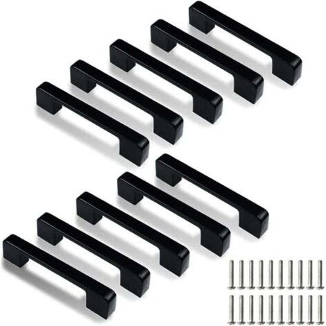 Lot de 10 poignées de porte de cuisine carrées en acier inoxydable avec trou central de 128 mm (vis incluses) (1/4)