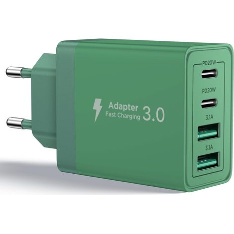 Chargeur USB C, 40W 4 Port Prise USBC Chargeur Rapide iPhone, 3.1A PD+QC Type C Adaptateur Multi Secteur Chargeur pour iPhone16 15 14 13 12 11 Pro Max X XS XR 8 7 6S Plus Mini SE,iPad,Samsung (1/5)