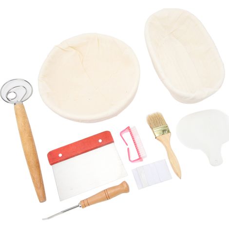 Panier de fermentation rond en acier inoxydable de 26 cm (10,2 po) et panier ovale en rotin de 22 cm (8,7 po) pour le levain (1/5)
