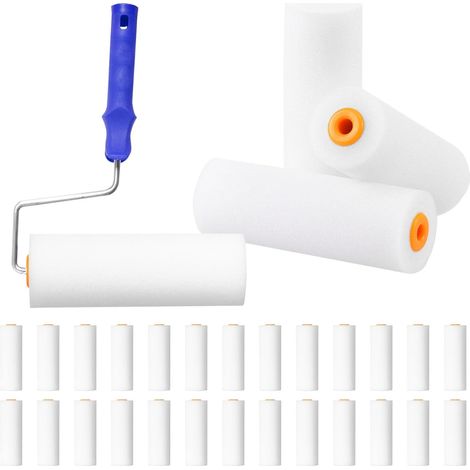 30x Lackrollen für Lacke 10cm Lackierwalze Superfein Lackierrollen Schaumstoff Farbroller Klein Farbwalze Hochdichter Schaumwalze zum Streichen von Wänden, Schränken, Decke (1/5)