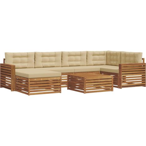 Conjunto de sofás de exterior con cojín 7 pcs Natural y Beige vidaXL (1/5)