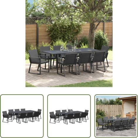 Gartentisch - Garten Essgruppe 9 pcs Schwarz Poly-Rattan (1/5)