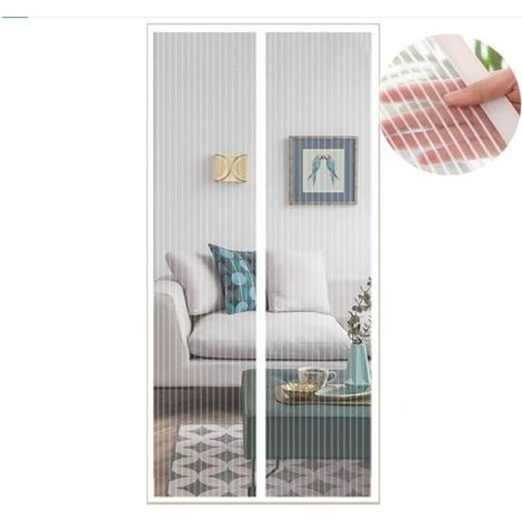 120x210 cm Magnétique Moustiquaire pour Porte,Rideau de Porte Antimoustique,Blanc Moustiquaire Mailles ultra fines pour Couloirs,Portes,Patio,Fermeture Automatique (1/5)