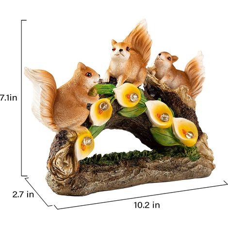 Statues d'écureuils en résine solaire, décoration lumineuse pour jardin et pelouse. (1/5)