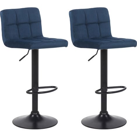 2er Set Barhocker Feni Samt blau