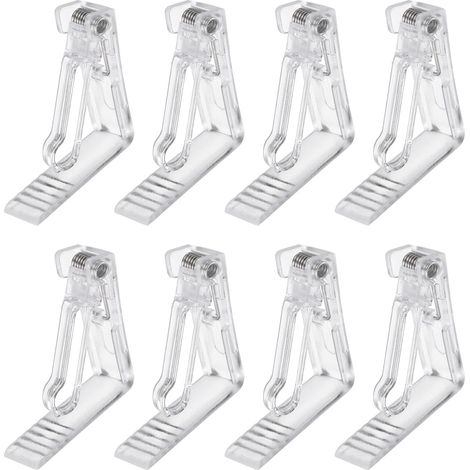 Juego de 8 pinzas de plástico transparente para manteles, 5,5 x 5,5 cm, resistentes al viento, con resorte, ideales para el hogar, fiestas y picnics. (1/5)