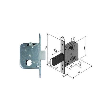 Serratura Da Infilare Per Cancelli Catenaccio E Scr. Con Nottolino 073 - mm.45 con catenaccio da mm.32 (07345000)