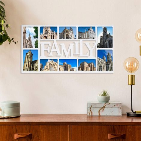 Youyijia Family Multi Aperture Photo Frame 74X38cm 3D Wall Mount Memories Collage for Bedroom Kitchen Dining Room (White) (1/5)