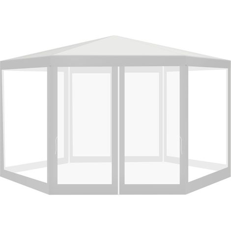 SWANEW Tenda da picnic con zanzariera. Camping Tonnelle esagonale da ricevimento UV Patio. cortile 2x2x2m bianco (1/5)