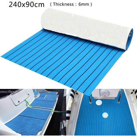EVA Schaum Yacht Boot Bodenbelag Matte Foam BoatFloor Decking Pad Teakholz Boat Teppich Rutschfeste Selbstklebende Marine Sheet EVA Teak Eva Deck Selbstklebend,240x90cm,Blau mit schwarzen Streife (1/5)