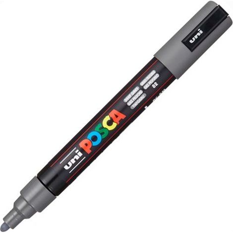 POSCA MARCADOR  PC-5M NO PERMANENTE PUNTA FORMA DE BALA 1,8 - 2,5 MM GRIS PROFUNDO
