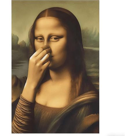 Poster Amusant Mona Lisa, Poster Mural, Affiche, Affiche Murale, Affiche Toilette, Affiche Decoration Murale, Ideal pour Salle de Bain et WC (1/5)