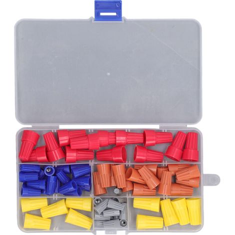 Kit d'assortiment de capuchons de fils électriques en PVC, extrémité torsadée à ressort, bornes à vis avec boîte de rangement (1/5)
