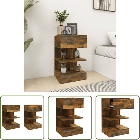 The Living Store Nachttische 2 Stk. Räuchereiche 40x35x65 cm Holzwerkstoff - Nachttisch - Wohnzimmermöbel - Schlafzimmerschrank - Holzwerkstoff Möbel - Massivholzmöbel (1/5)