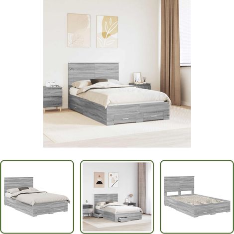 vidaXL Estructura de cama Sonoma gris 135 x 190 cm (1/5)