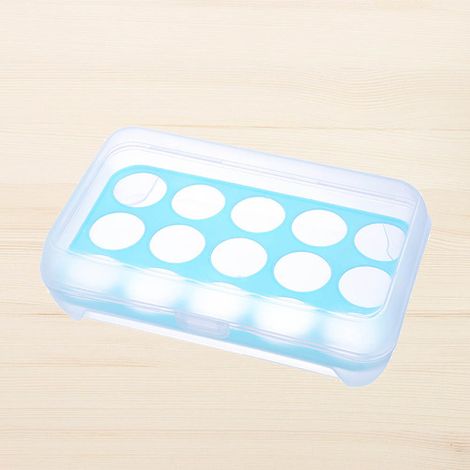 Boîte de Rangement Œufs 15 Cases, Contenant Alimentaire Plastique Bleu, Organisateur Cuisine (1/2)