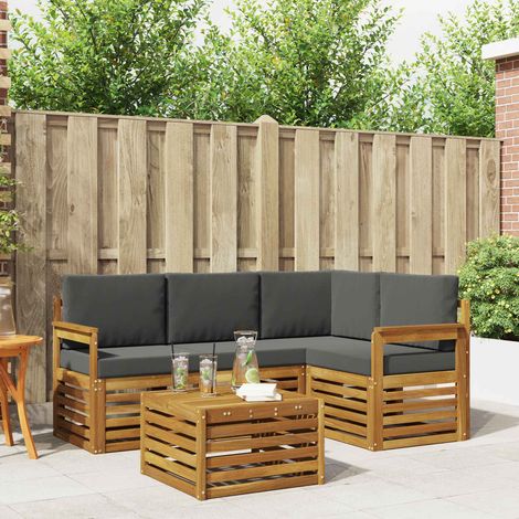 Outdoor-Sofagarnitur mit Kissen 5 pcs Natur und Anthrazit