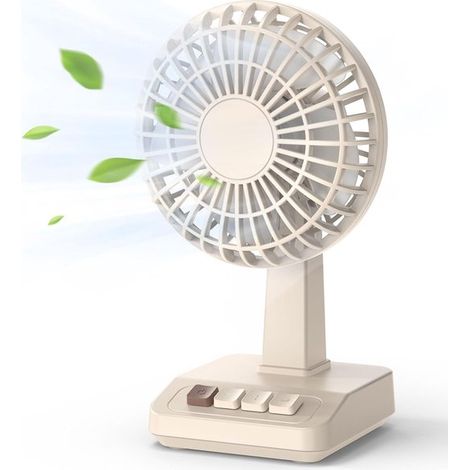 Longziming - Ventilateur de table rétro - Ventilateur de bureau vintage - Ventilateur sans fil - 5 vitesses - Plastique ABS - Design élégant - Longue autonomie - 1 pièce (1/5)