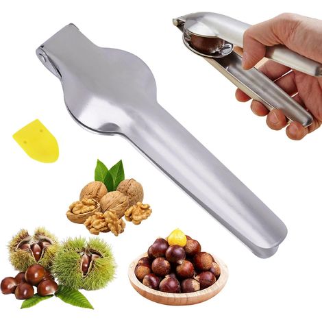 Pince à Châtaigne, Inoxydable Coupe Chataigne, Ouvre Chataigne, Multifonctionnels Clip Châtaigne, Casse Chataignes, Convient Noix, Fruits à Coque, Amandes Ou Autres Noix (Argent) (1/5)