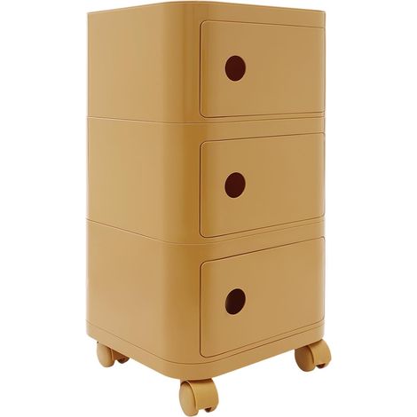 Table de chevet à 3 niveaux, table d'appoint, table de chevet avec roulettes, parfaite pour chambre à coucher, salon, petits espaces, 32 x 32 x 63,3 cm (jaune gingembre) (1/5)