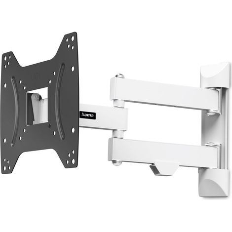 Support Mural TV Inclinable Pivotant Extensible (TV 19 à 48 Pouces, VESA jusqu'à 200 x 200, 180°, 3 articulations, Support Extensible, Cache Cables, Chevilles) Blanc Noir (1/4)