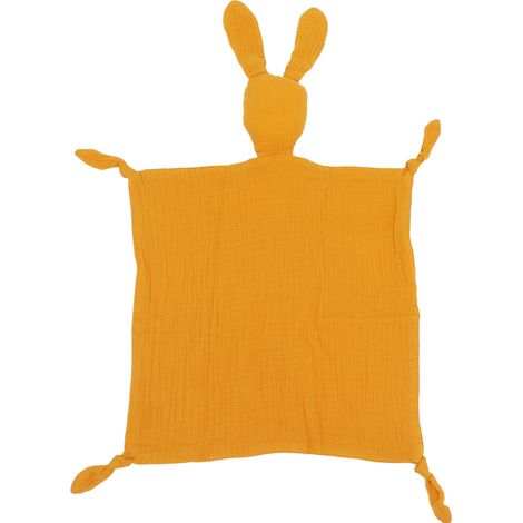 Weiche Babydecke aus weicher Baumwolle mit Hasenmotiv, eine schöne Decke zum Kuscheln mit Ihrem Baby, gelb. (1/5)