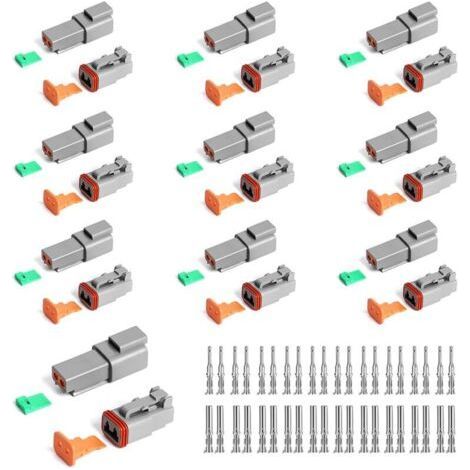 2 Pin Waterproof Connector,10 Sets Waterproof Connector Sets,22-18AWG DT Connectors,Seal Connectors for Motorcycle/Car/Scooter/Truck/Boat (1/5)