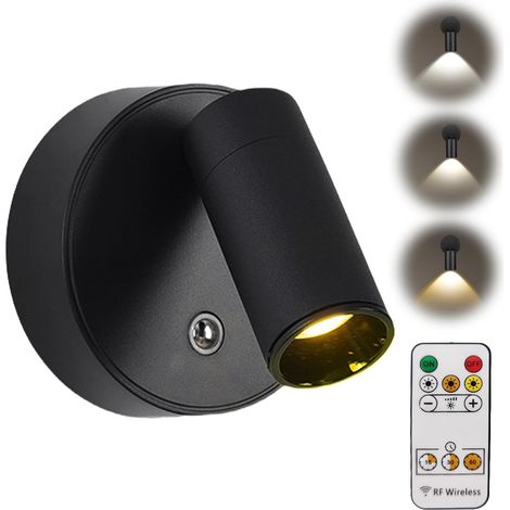 Lampes murales sans fil avec minuterie : lampe murale rotative à 350 °, rechargeable par USB, avec télécommande, montage magnétique, projecteurs LED sans fil pour portraits, plantes et art. (1/5)