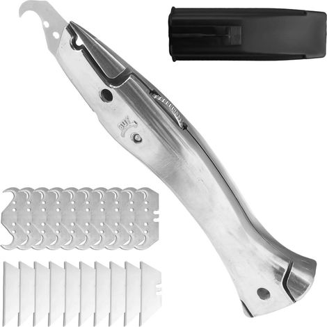 Teppichmesser Set mit 20 Klingen, Aluminium, für PVC & Kabel